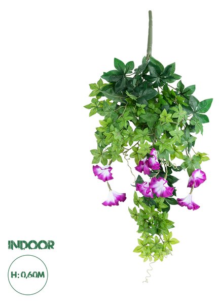 GloboStar® Artificial Garden MORNING GLORY HANGING BRANCH 20238 Τεχνητό Διακοσμητικό Κρεμαστό Φυτό Ιπομέα - Πρωϊνή Χαρά Υ60cm