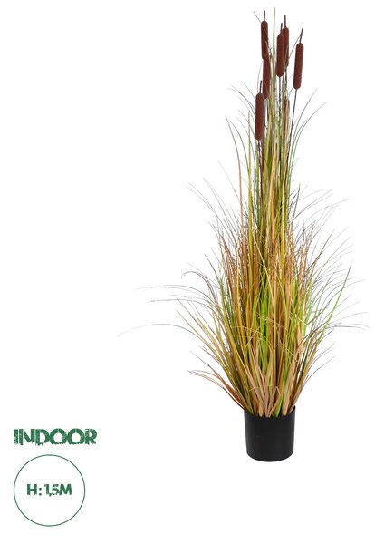 GloboStar® Artificial Garden TYPHA ANGUSTIFOLIA GRASS 20114 Τεχνητό Διακοσμητικό Φυτό Γρασίδι της Τύφας Υ150cm