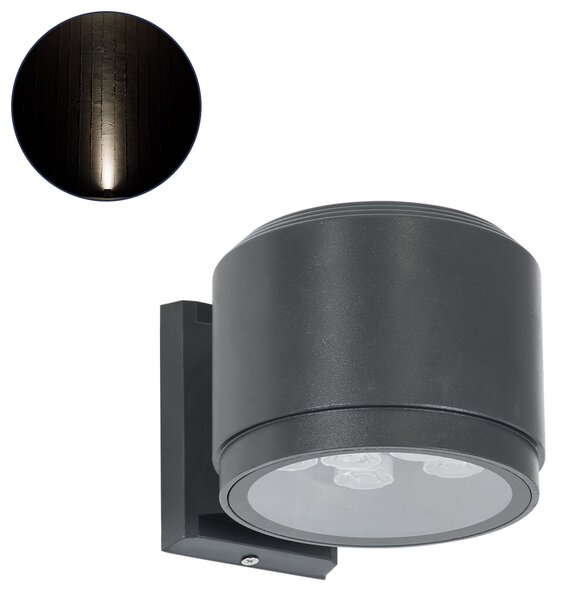 GloboStar® WALLLIGHT-GONA 90484 Φωτιστικό Τοίχου - Απλίκα LED 24W 2280lm 5° DC 24V Αδιάβροχο IP67 Μ13 x Π16.5 x Υ5cm Φυσικό Λευκό 4500K - Γκρι Ανθρακί - 3 Years Warranty