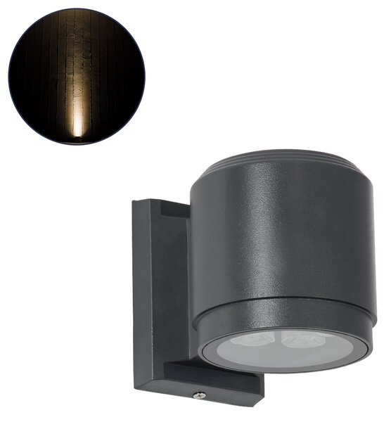 GloboStar® WALLLIGHT-SONA 90481 Φωτιστικό Τοίχου - Απλίκα LED 12W 1080lm 5° DC 24V Αδιάβροχο IP67 Μ9.5 x Π13 x Υ11cm Θερμό Λευκό 2700K - Γκρι Ανθρακί - 3 Years Warranty