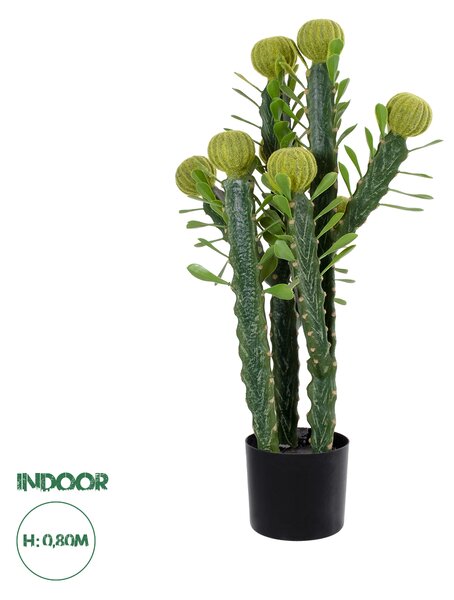 GloboStar® Artificial Garden CEREUS JAMACARU CACTUS 20192 Τεχνητό Διακοσμητικό Φυτό Κάκτος Κηρίος Υ80cm