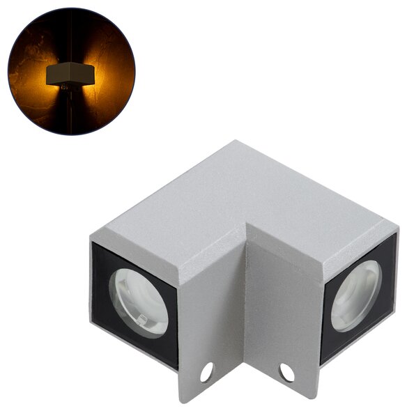 GloboStar® WALLLIGHT-DONA 90258 Φωτιστικό Γωνίας Τοίχου - Απλίκα LED 10W 850lm 10° AC 220-240V Αδιάβροχο IP66 Μ8.2 x Π8.2 x Υ6cm Αρχιτεκτονικό Πορτοκαλί 2200K - Γκρι - 3 Years Warranty