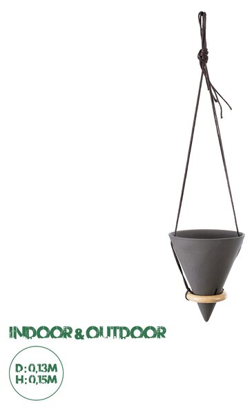 GloboStar® Artificial Garden AIGINA 20466 Κρεμαστό Πήλινο Κεραμικό Κασπώ Γλάστρα - Flower Pot Μαύρο Φ13cm x Υ15cm