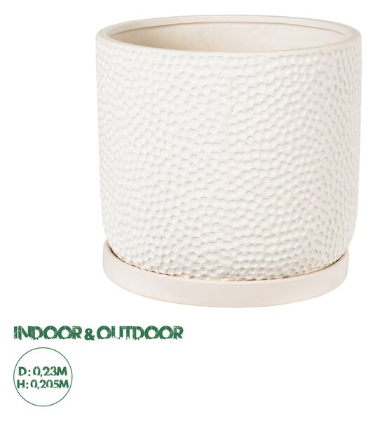 GloboStar® Artificial Garden PARGA 20452 Πήλινο Κεραμικό Κασπώ Γλάστρα - Flower Pot Μπεζ Φ23cm x Υ20.5cm