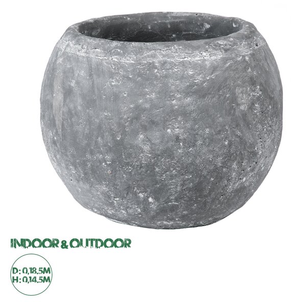 GloboStar® Artificial Garden ALONISSOS 20458 Τσιμεντένιο Κασπώ Γλάστρα - Flower Pot Γκρι Φ18.5cm x Υ14.5cm