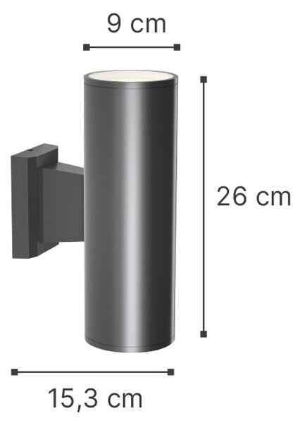 It-Lighting Winnipeg 2xΕ27 Outdoor Up-Down Wall Lamp Grey D:15.3cmx26cm (80203434)