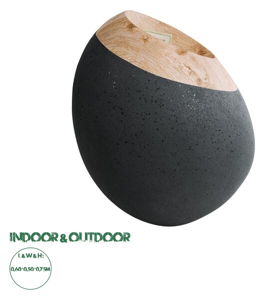 GloboStar® Artificial Garden RAVELLO 20747 Επιδαπέδιο Πολυεστερικό Τσιμεντένιο Κασπώ Γλάστρα - Flower Pot Μαύρο με Καφέ Μ60 x Π50 x Υ75cm