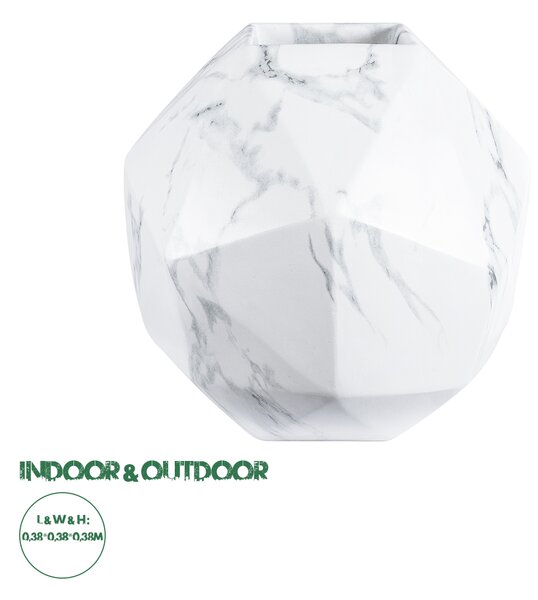 GloboStar® Artificial Garden BRIXTON 20783 Επιδαπέδιο Πολυεστερικό Τσιμεντένιο Κασπώ Γλάστρα - Flower Pot Λευκό Μ38 x Π38 x Υ38cm