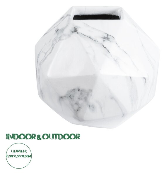 GloboStar® Artificial Garden BRIXTON 20784 Επιδαπέδιο Πολυεστερικό Τσιμεντένιο Κασπώ Γλάστρα - Flower Pot Λευκό Μ30 x Π30 x Υ30cm