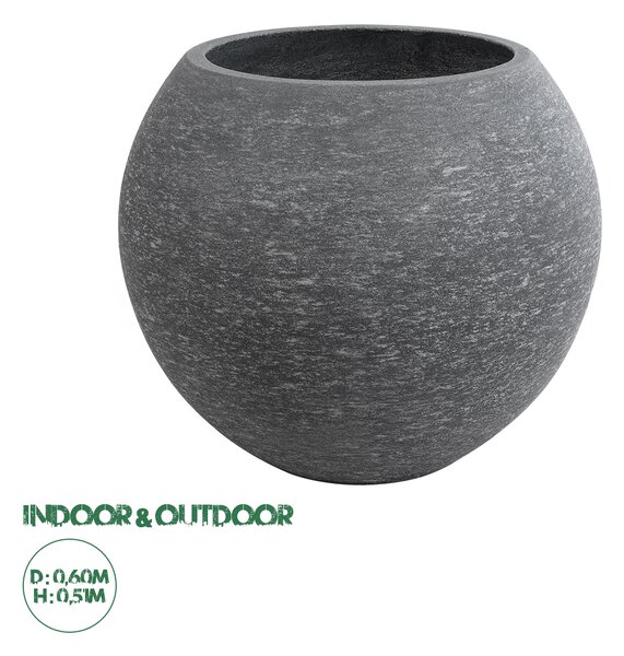 GloboStar® Artificial Garden COLUMBIA 20798 Επιδαπέδιο Πολυεστερικό Τσιμεντένιο Κασπώ Γλάστρα - Flower Pot Γκρι Φ60 x Υ51cm