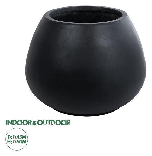 GloboStar® Artificial Garden COLOMBO 20695 Διακοσμητικό Πολυεστερικό Τσιμεντένιο Κασπώ Γλάστρα - Flower Pot Μαύρο Φ60 x Υ45cm