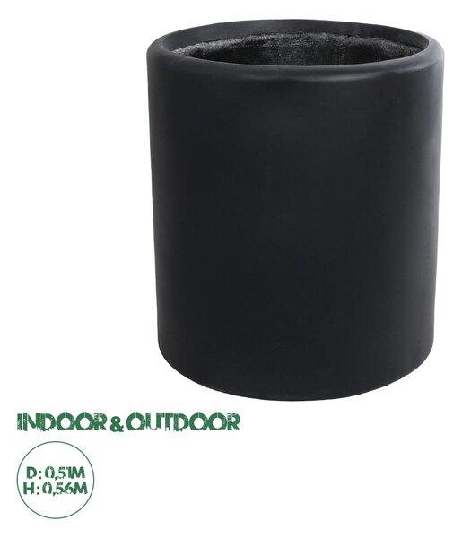 GloboStar® Artificial Garden PUEBLA 20699 Διακοσμητικό Πολυεστερικό Τσιμεντένιο Κασπώ Γλάστρα - Flower Pot Μαύρο Φ51 x Υ56cm