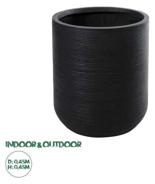 GloboStar® Artificial Garden DAMASCUS 20694 Διακοσμητικό Πολυεστερικό Τσιμεντένιο Κασπώ Γλάστρα - Flower Pot Μαύρο Φ45 x Υ45cm