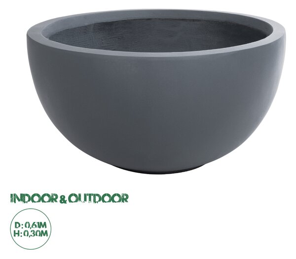 GloboStar® Artificial Garden BALTIMORE 20697 Διακοσμητικό Πολυεστερικό Τσιμεντένιο Κασπώ Γλάστρα - Flower Pot Γκρι Φ61 x Υ30cm