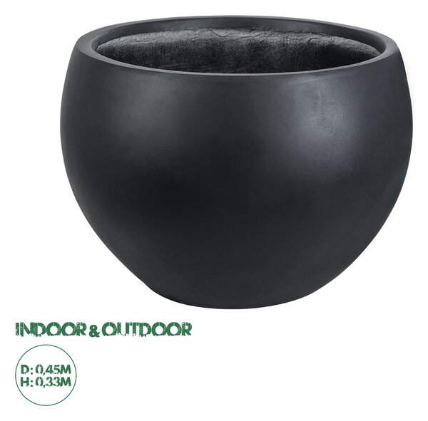 GloboStar® Artificial Garden VITORIA 20700 Διακοσμητικό Πολυεστερικό Τσιμεντένιο Κασπώ Γλάστρα - Flower Pot Μαύρο Φ45 x Υ33cm