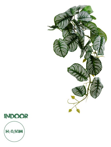 GloboStar® Artificial Garden HANGING ALOCASIA 20601 Τεχνητό Διακοσμητικό Κρεμαστό Φυτό Αλοκάσια Μ28 x Π27 x Υ50cm