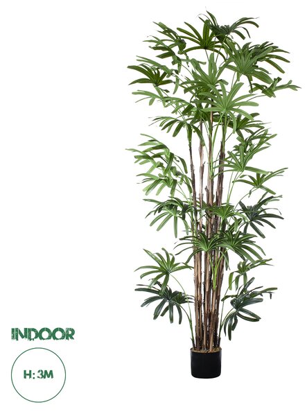 GloboStar® Artificial Garden BROADLEAF LADY PALM TREE 20384 Τεχνητό Διακοσμητικό Φυτό Πλατύφυλλος Φοίνικας Μπαμπού Υ300cm