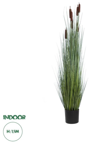 GloboStar® Artificial Garden TYPHA ANGUSTIFOLIA GRASS 20113 Τεχνητό Διακοσμητικό Φυτό Γρασίδι της Τύφας Υ150cm