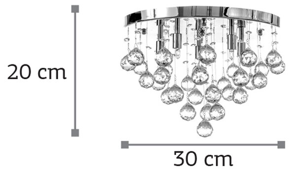 InLight Φωτιστικό οροφής από χρώμιο μέταλλο και διάφανα κρύσταλλα 4XG9 D:30cm (5292-Γ)
