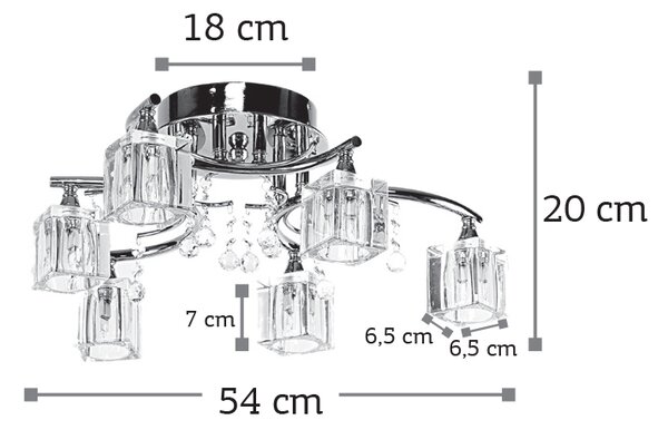 InLight Φωτιστικό οροφής από χρώμιο μέταλλο και κρύσταλλα 6XG9 D:54cm (6120-6)