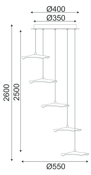 ^ΚΡΕΜΑΣΤΟ Φ/Σ LED 25W 3000K 1750LM NINFEA ΟΡΕΙΧΑΛΚΟ ΜΕΤ/ΚΟ IP20 D55XH260CM