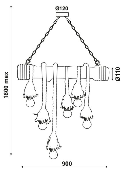 ΚΡΕΜΑΣΤΟ Φ/Σ 6ΧΕ27 BAMBOO+ΣΧΟΙΝΙ 11Χ90ΧΗ180CM max. MERLIN