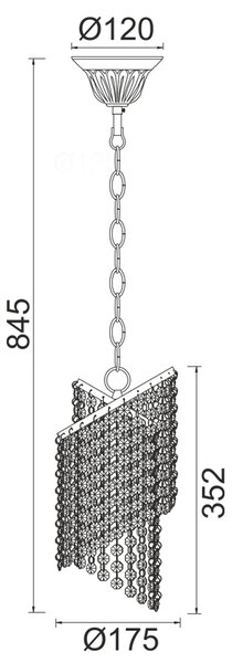 ΚΡΕΜΑΣΤΟ Φ/Σ 1ΧΕ27 ΚΡΥΣΤΑΛΛΟ+ΝΙΚΕΛ Φ17,5ΧΗ84,5CM ELIZA