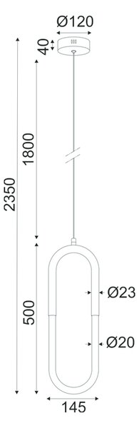 ^ΚΡΕΜΑΣΤΟ Φ/Σ LED 8W 3000K 560LM VENUS ΟΡΕΙΧΑΛΚΟ ΜΕΤ/ΚΟ IP20 15Χ2,3ΧH230CM