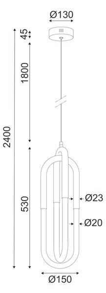 ^ΚΡΕΜΑΣΤΟ Φ/Σ LED 16W 3000K 1120LM VENUS ΟΡΕΙΧΑΛΚΟ ΜΕΤ/ΚΟ 15X15XH230CM