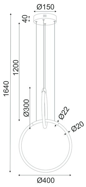 ^ΚΡΕΜΑΣΤΟ Φ/Σ LED 24W 3000K 1680LM VENUS ΟΡΕΙΧΑΛΚΟ ΜΕΤ/ΚΟ IP20 40X30XH164CM