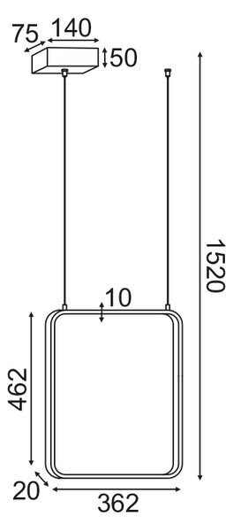 ^ΚΡΕΜΑΣΤΟ Φ/Σ LED 19W 3000K 1820LM ΜΑΥΡΟ ΜΕΤΑΛΛΙΚΟ 36X14XH1520CM SYMETRIA