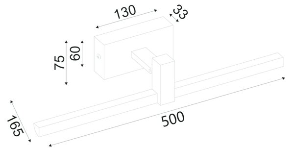 ^ΕΠΙΤΟΙΧΟ Φ/Σ LED 8W 3000K 520LM MIRAR ΜΑΥΡΟ ΜΕΤ/ΚΟ IP20 50X16,5X7,5CM