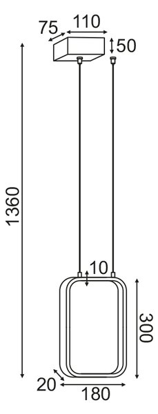 ^ΚΡΕΜΑΣΤΟ Φ/Σ LED 11W 3000K 1044LM ΜΑΥΡΟ ΜΕΤΑΛΛΙΚΟ 18X11XH136CM SYMETRIA