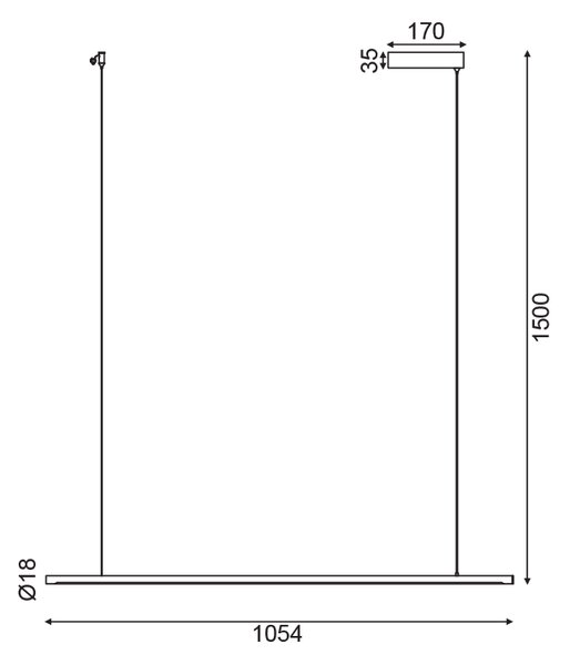 ^ΚΡΕΜΑΣΤΟ Φ/Σ LED 18W 3000K 920LM ΛΕΥΚΟ ΑΛΟΥΜΙΝΙΟ DIMMER ΑΦΗΣ 105Χ1,8ΧΗ150CM AVENUE