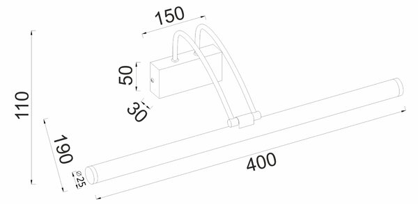 ^ΕΠΙΤΟΙΧΟ Φ/Σ LED 8W 3000K 520LM ΜΑΥΡΟ ΑΝΟΞ.ΑΤΣΑΛΙ IP44 40X12X19CM ARIA