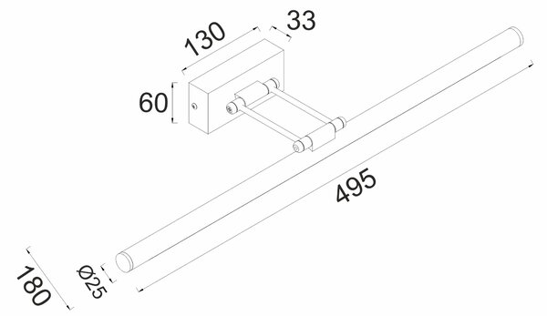 ^ΕΠΙΤΟΙΧΟ Φ/Σ LED 12W 3000K 780LM ΟΡΕΙΧΑΛΚΟ ΜΕΤ/ΚΟ IP44 50X6X19CM RIO