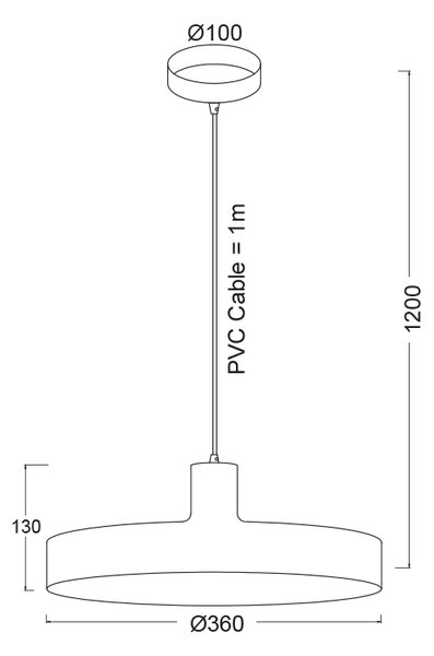 ΚΡΕΜΑΣΤΟ Φ/Σ 1ΧΕ27 ΜΕΤΑΛΛΙΚΟ ΜΑΥΡΟ Φ36ΧΗ120CM DOMENICA