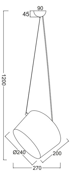 ΚΡΕΜΑΣΤΟ Φ/Σ 1XE27 ΜΟΥΣΤΑΡΔΙ ΜΕΤΑΛΛΙΚΟ Φ27ΧΗ120CM NOVA