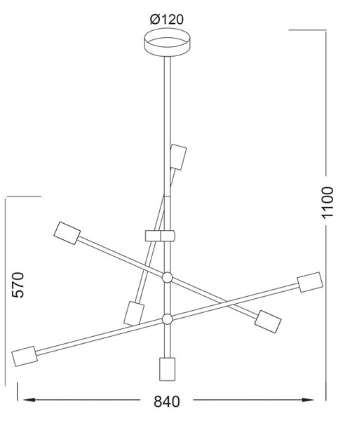 ΚΡΕΜΑΣΤΟ Φ/Σ 7ΧΕ27 ΜΕΤΑΛΛΙΚΟ ΛΕΥΚΟ Φ80ΧΗ130CM LUTHER