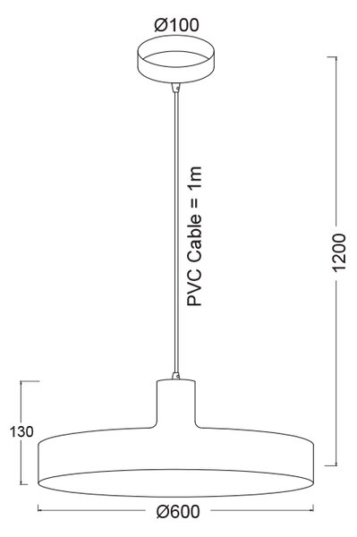 ΚΡΕΜΑΣΤΟ Φ/Σ 1ΧΕ27 ΜΕΤΑΛΛΙΚΟ ΜΑΥΡΟ Φ60ΧΗ120CM DOMENICA