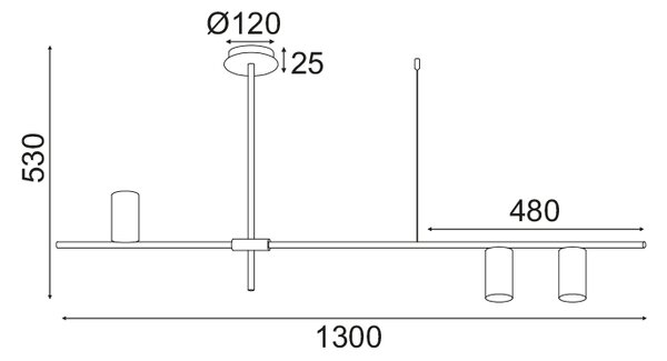 ^ΟΡΟΦΗΣ Φ/Σ 3ΧGU10 ΧΡΥΣΟ ΜΕΤΑΛΛΙΚΟ 130Χ12ΧΗ53CM ARISTO