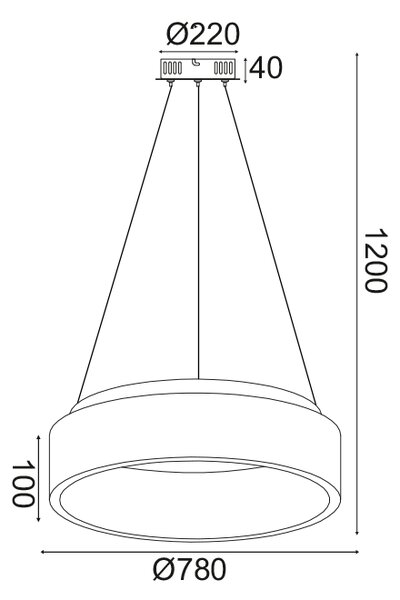 ^ΚΡΕΜΑΣΤΟ Φ/Σ LED 80W 3000K 4100LM ΜΑΥΡΟ ΜΕΤΑΛΛΙΚΟ D78XH120CM APOLLO