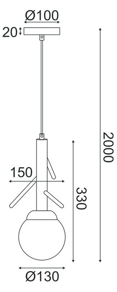 ^ΚΡΕΜΑΣΤΟ Φ/Σ 1ΧΕ14 FLORESTA ΞΥΛΟ+ΛΕΥΚΟ ΓΥΑΛΙ D15XH200CM