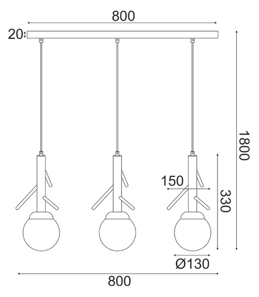 ^ΚΡΕΜΑΣΤΟ Φ/Σ 3ΧΕ14 FLORESTA ΞΥΛΟ+ΛΕΥΚΟ ΓΥΑΛΙ 80X15XH180CM