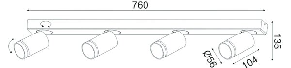 ^ΕΠΙΤΟΙΧΟ Φ/Σ 4XGU10 DIVINO ΓΚΡΙ ΑΛΟΥΜΙΝΙΟ IP20 76X7X13,5CM