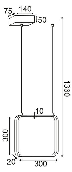 ^ΚΡΕΜΑΣΤΟ Φ/Σ LED 14W 3000K 1330LM ΛΕΥΚΟ ΜΕΤΑΛΛΙΚΟ 30X14XH136CM SYMETRIA