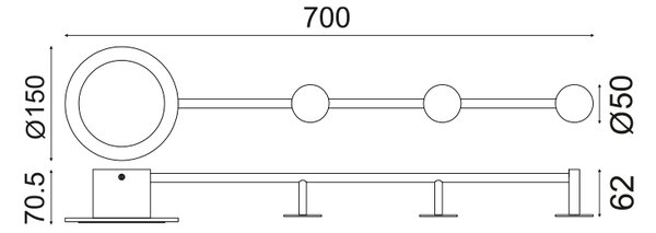 ^ΕΠΙΤΟΙΧΟ Φ/Σ LED 7W 3000K 560LM ΛΕΥΚΟ ΜΕΤΑΛΛΙΚΟ 70Χ7Χ15CM VALENTINO