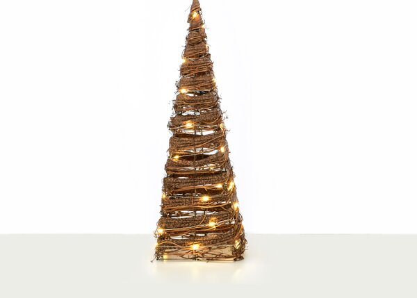 ^ "NATURAL RATTAN CONE TREE" 30 MINI WW LED ΛΑΜΠ. ΜΠΑΤ. 3ΧΑΑ,IP20 Φ17X50CM