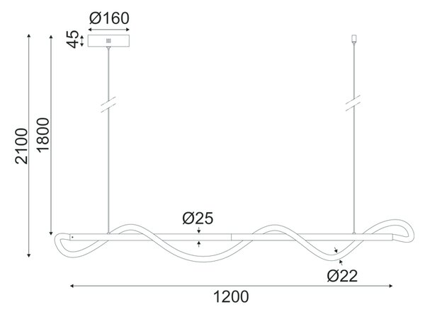 ΚΡΕΜΑΣΤΟ Φ/Σ LED 36W 3000K 2000LM KYMA ΜΑΥΡΟ ΜΕΤ/ΚΟ IP20 120Χ6XΗ215CM