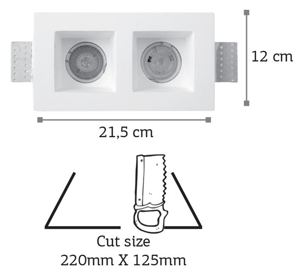 InLight Χωνευτό σποτ λευκό από γύψο 2XGU10 IP44 D:21,5cm (Χ0007)